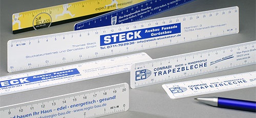 Flache weiße Lineale - Druck 2-seitig